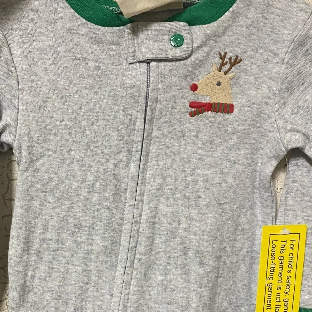My First Christmas organic embroidered full zip onesie